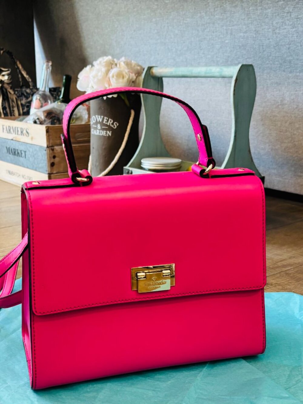 Kate Spade Hot Pink Crossbody Satchel with Upper Handles